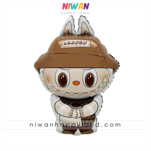 بادکنک فویلی لبوبو کلاه دار کرم