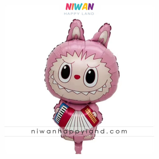 بادکنک فویلی لبوبو نوازنده صورتی